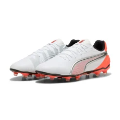 PUMA King Match Gras / Kunstgras Voetbalschoenen (MG) Wit Felrood Zwart