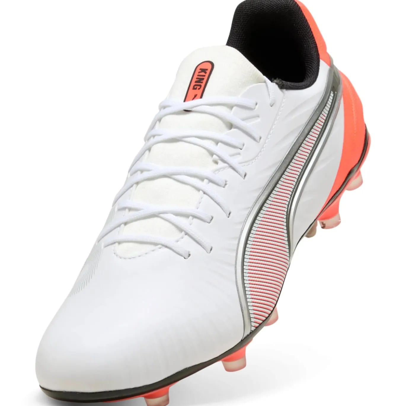 PUMA King Match Gras / Kunstgras Voetbalschoenen (MG) Wit Felrood Zwart