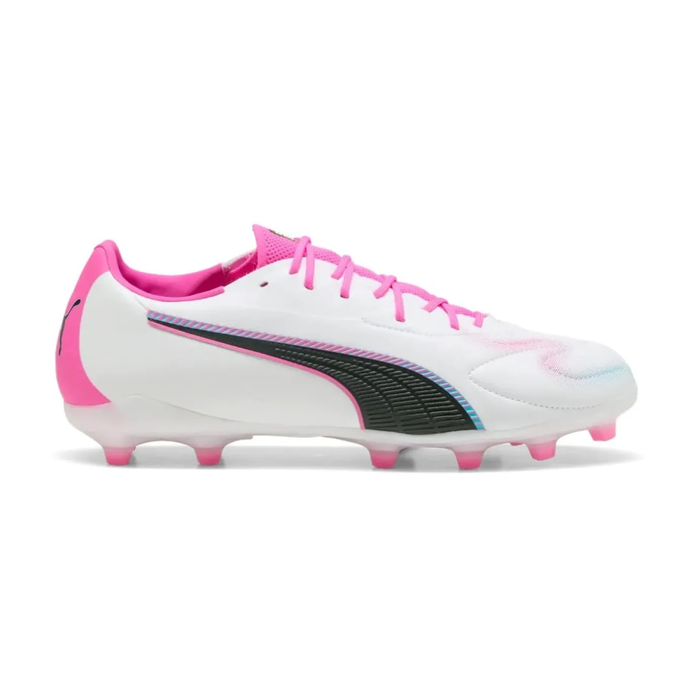 PUMA King 20 Match Gras / Kunstgras Voetbalschoenen (MG) Wit Felroze Blauw Geel
