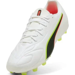 PUMA King 20 Match Gras / Kunstgras Voetbalschoenen (MG) Wit Felrood Neongeel