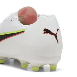 PUMA King 20 Match Gras / Kunstgras Voetbalschoenen (MG) Wit Felrood Neongeel