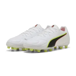 PUMA King 20 Match Gras / Kunstgras Voetbalschoenen (MG) Wit Felrood Neongeel