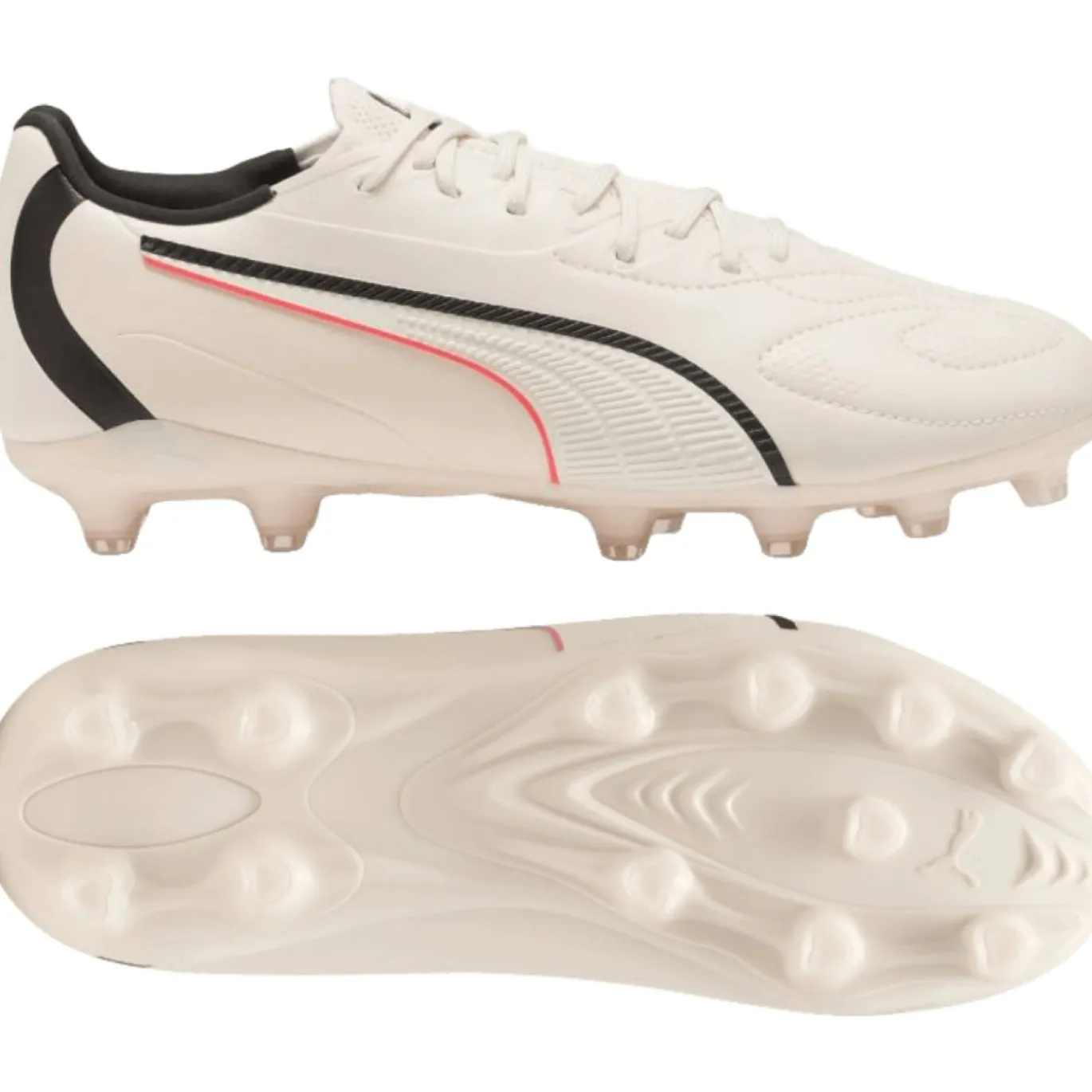PUMA King 20 Match Gras / Kunstgras Voetbalschoenen (MG) Kids Gebroken Wit Zwart Rood