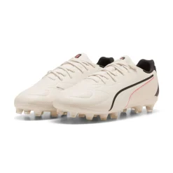 PUMA King 20 Match Gras / Kunstgras Voetbalschoenen (MG) Kids Gebroken Wit Zwart Rood