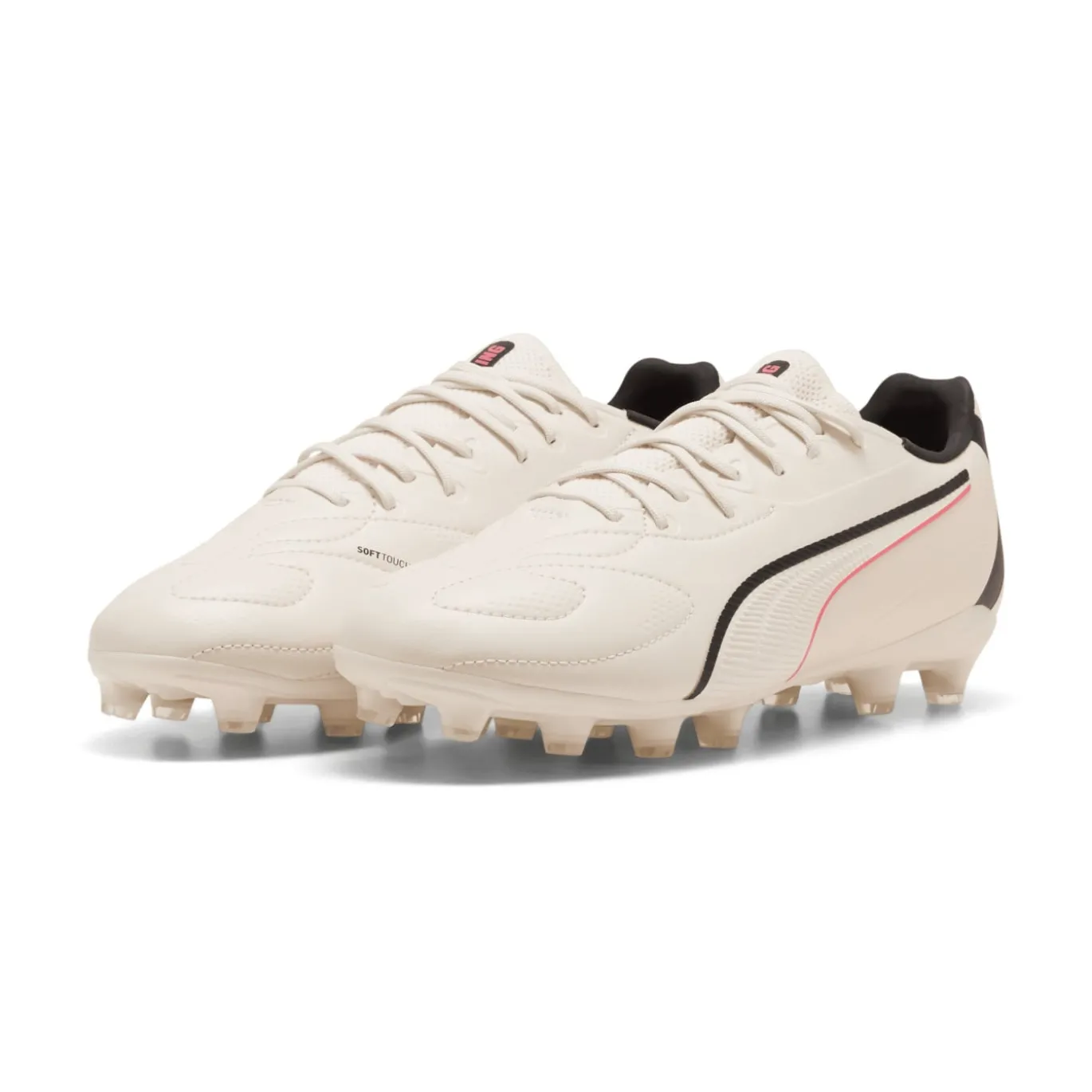 PUMA King 20 Match Gras / Kunstgras Voetbalschoenen (MG) Kids Gebroken Wit Zwart Rood