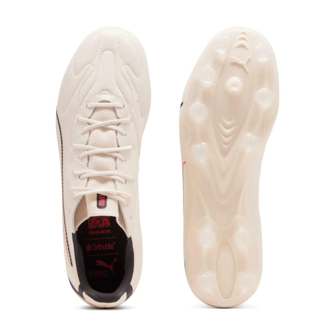 PUMA King 20 Match Gras / Kunstgras Voetbalschoenen (MG) Gebroken Wit Zwart Rood