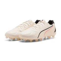 PUMA King 20 Match Gras / Kunstgras Voetbalschoenen (MG) Gebroken Wit Zwart Rood