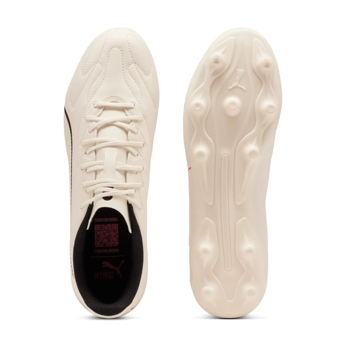 PUMA King 20 Play Gras / Kunstgras Voetbalschoenen (MG) Gebroken Wit Zwart Rood