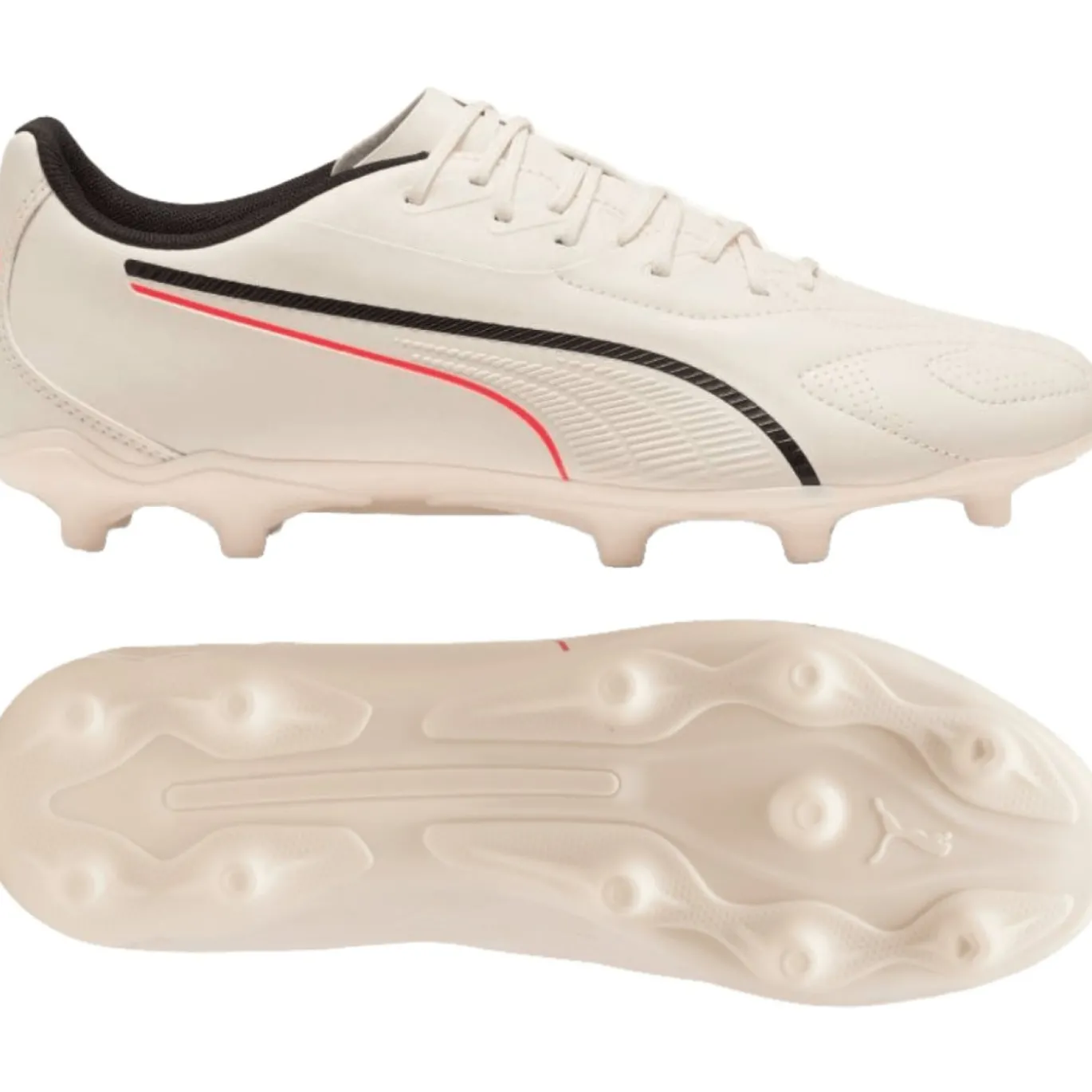 PUMA King 20 Play Gras / Kunstgras Voetbalschoenen (MG) Gebroken Wit Zwart Rood