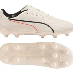 PUMA King 20 Play Gras / Kunstgras Voetbalschoenen (MG) Kids Gebroken Wit Zwart Rood