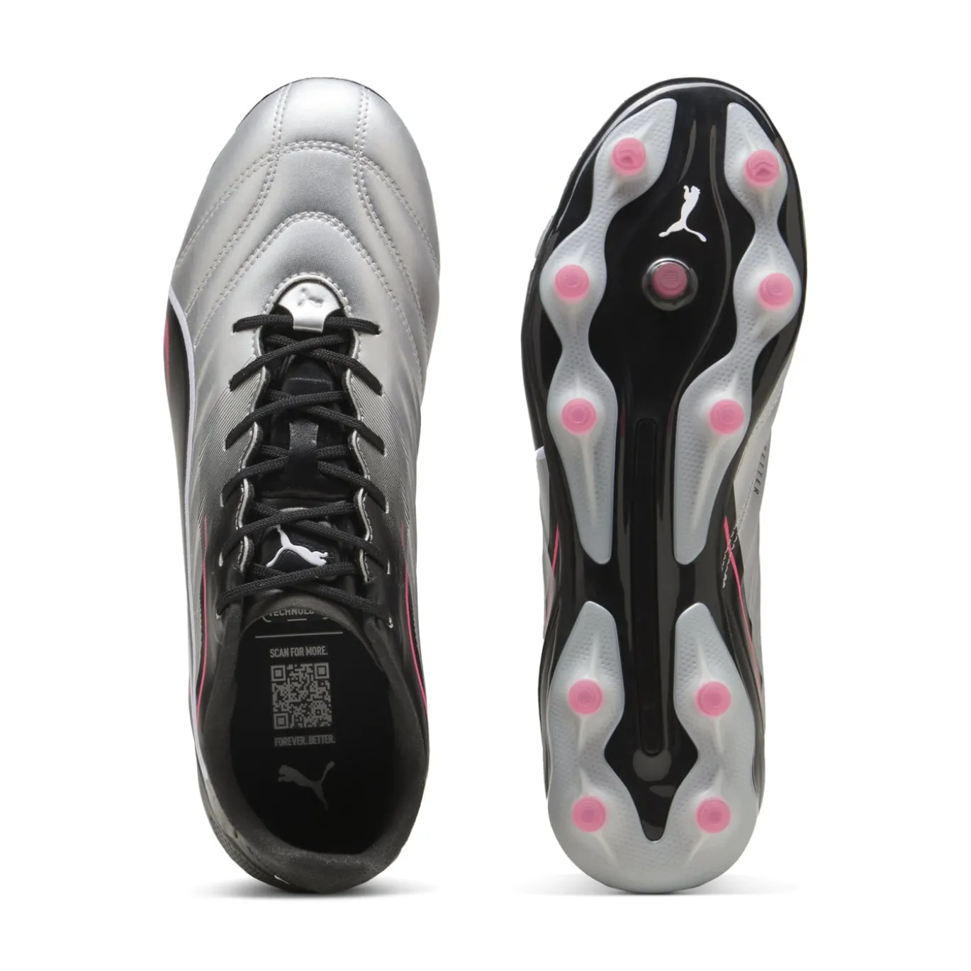 PUMA King Pro Gras / Kunstgras Voetbalschoenen (MG) Zilver Zwart Roze