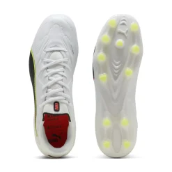 PUMA King 20 Pro Gras / Kunstgras Voetbalschoenen (MG) Wit Felrood Neongeel