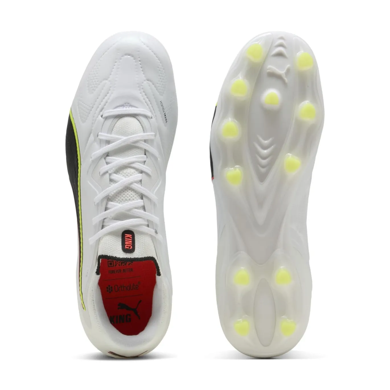 PUMA King 20 Pro Gras / Kunstgras Voetbalschoenen (MG) Wit Felrood Neongeel