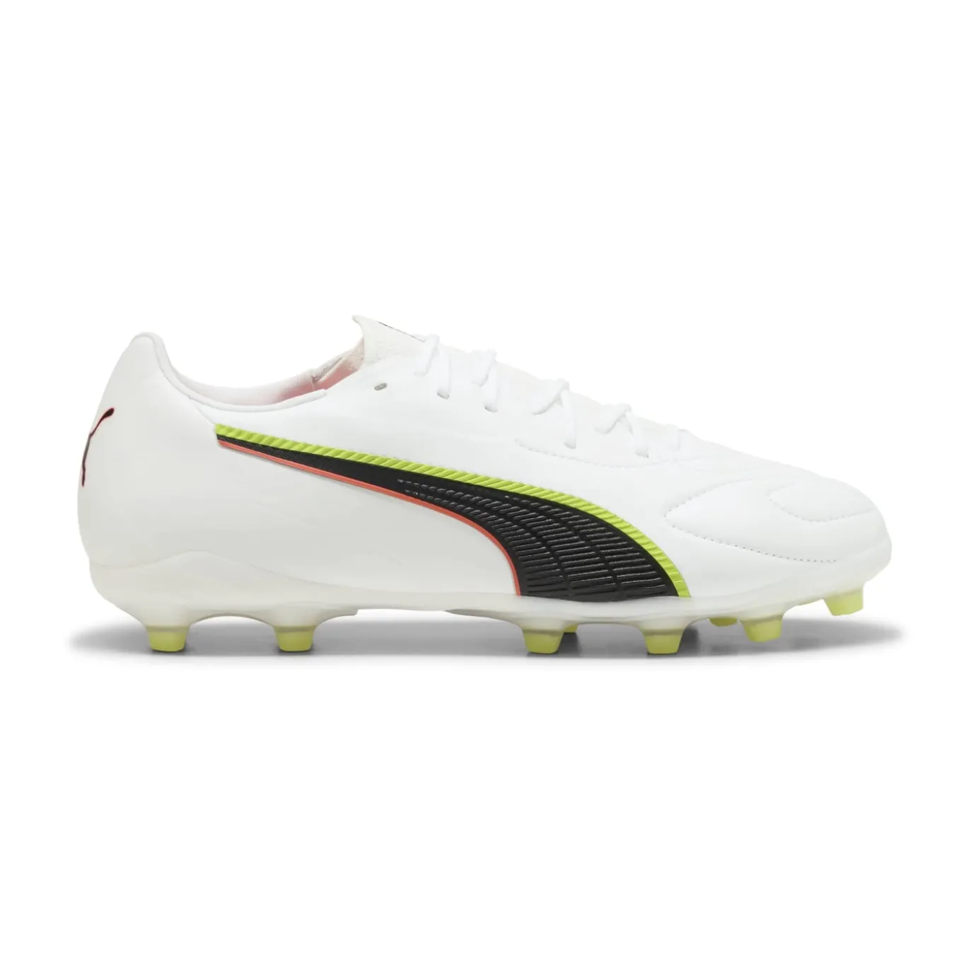 PUMA King 20 Pro Gras / Kunstgras Voetbalschoenen (MG) Wit Felrood Neongeel