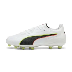 PUMA King 20 Pro Gras / Kunstgras Voetbalschoenen (MG) Wit Felrood Neongeel
