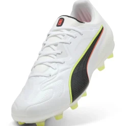 PUMA King 20 Pro Gras / Kunstgras Voetbalschoenen (MG) Wit Felrood Neongeel