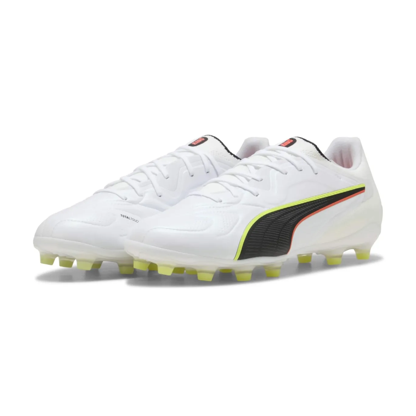 PUMA King 20 Pro Gras / Kunstgras Voetbalschoenen (MG) Wit Felrood Neongeel