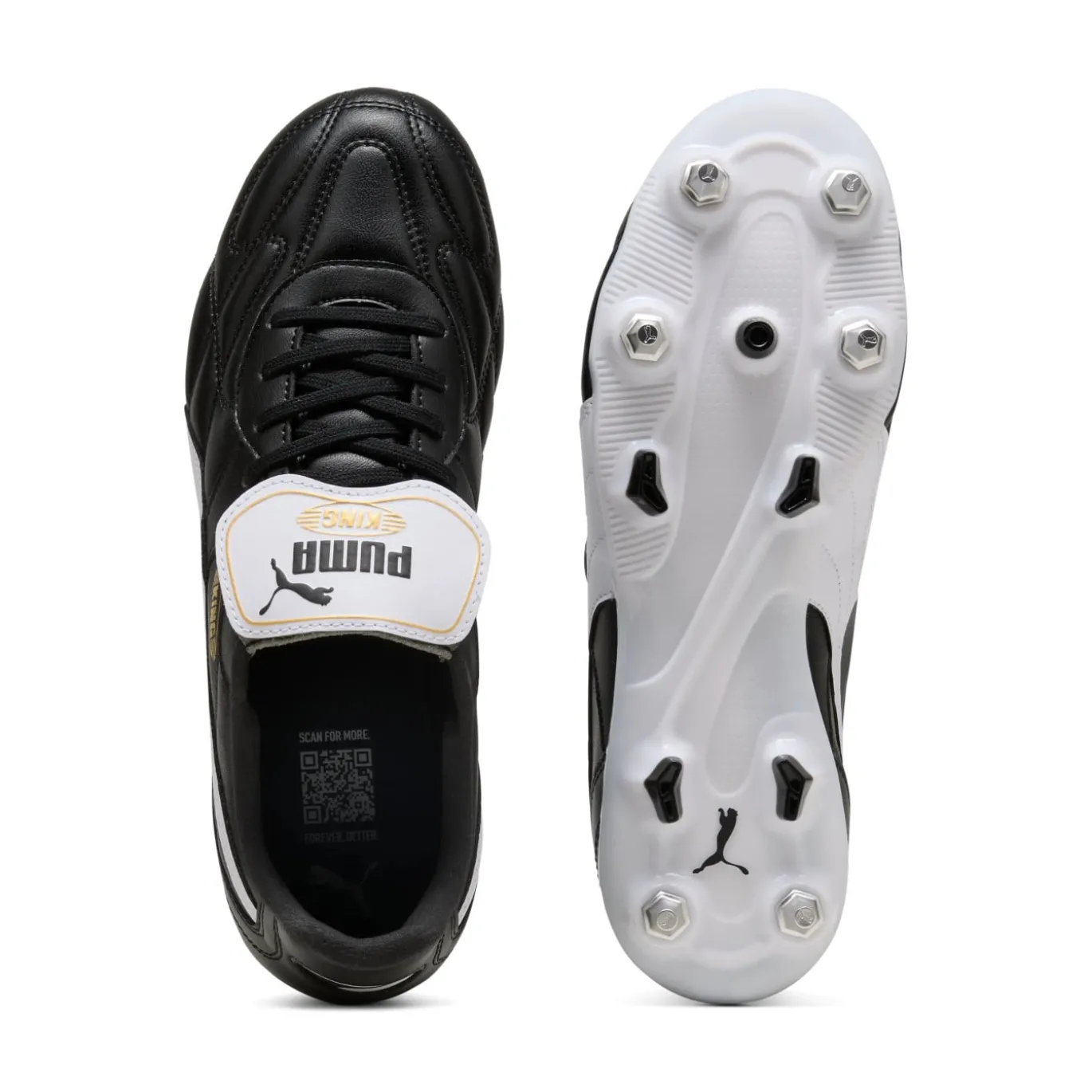 PUMA King Top IJzeren-Nop Voetbalschoenen (SG) Zwart Wit Goud