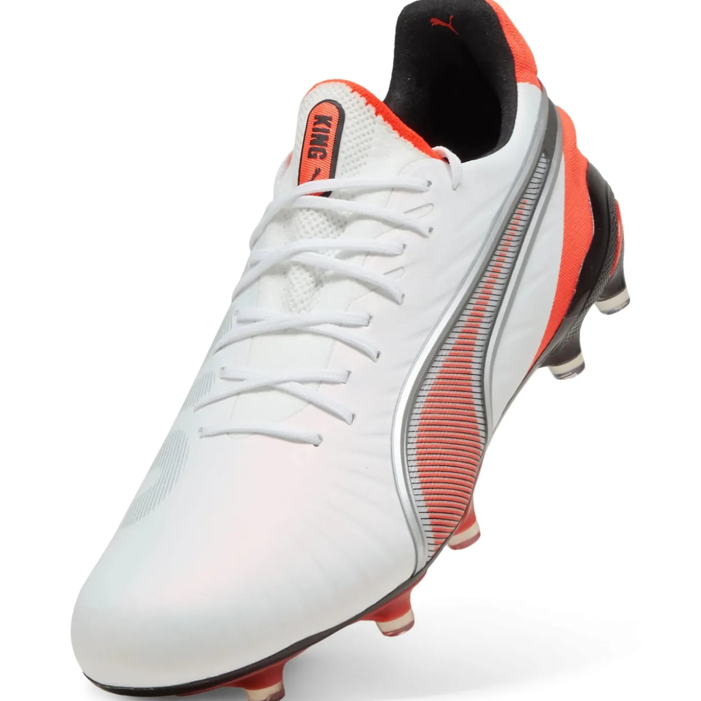PUMA King Ultimate Gras / Kunstgras Voetbalschoenen (MG) Wit Felrood Zwart