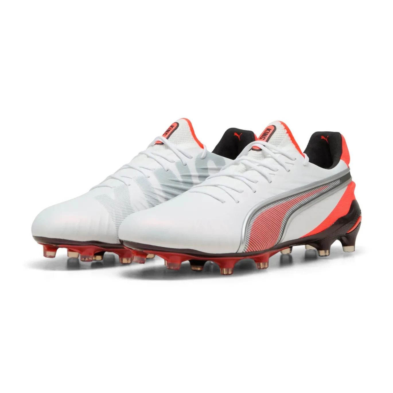 PUMA King Ultimate Gras / Kunstgras Voetbalschoenen (MG) Wit Felrood Zwart