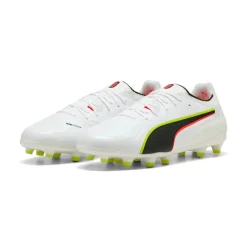 PUMA King 20 Ultimate Gras / Kunstgras Voetbalschoenen (MG) Wit Felrood Neongeel