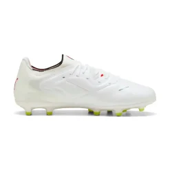 PUMA King 20 Ultimate Gras / Kunstgras Voetbalschoenen (MG) Wit Felrood Neongeel