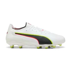 PUMA King 20 Ultimate Gras / Kunstgras Voetbalschoenen (MG) Wit Felrood Neongeel