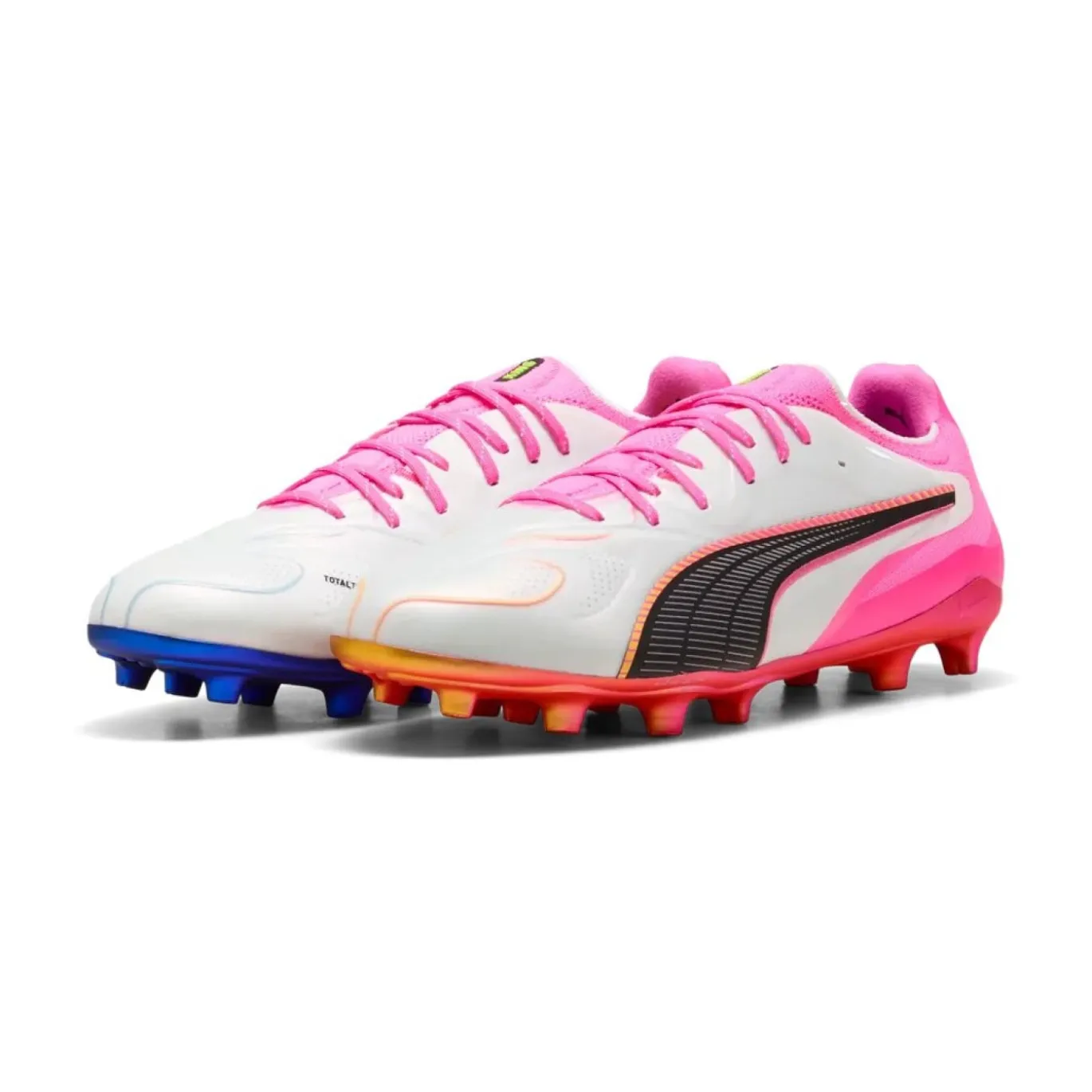 PUMA King 20 Ultimate Gras / Kunstgras Voetbalschoenen (MG) Wit Felroze Blauw Geel