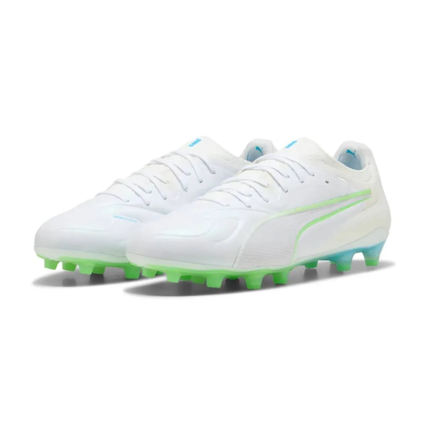PUMA KING 20 Ultimate Gras / Kunstgras Voetbalschoenen (MG) Wit Felblauw Felgroen Zilver