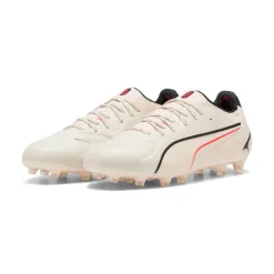 PUMA King 20 Ultimate Gras / Kunstgras Voetbalschoenen (MG) Gebroken Wit Zwart Rood