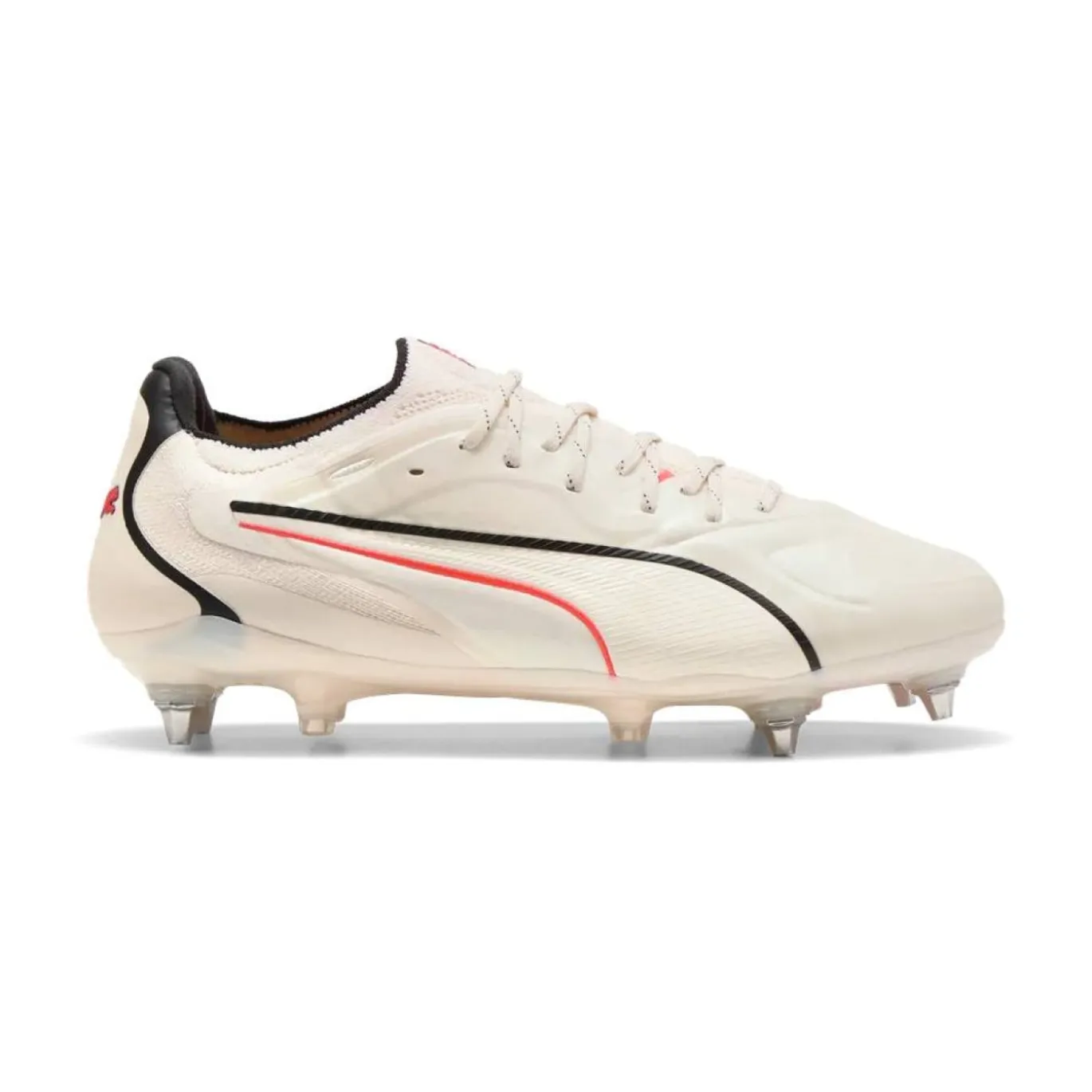 PUMA King 20 Ultimate IJzeren-Nop Voetbalschoenen (SG) Gebroken Wit Zwart Rood