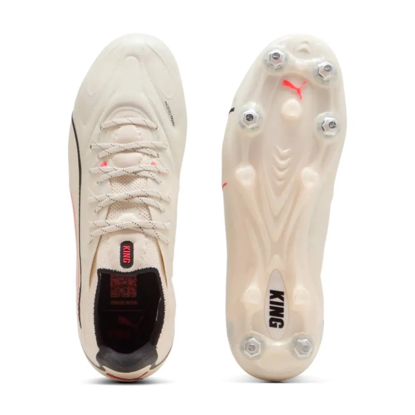 PUMA King 20 Ultimate IJzeren-Nop Voetbalschoenen (SG) Gebroken Wit Zwart Rood