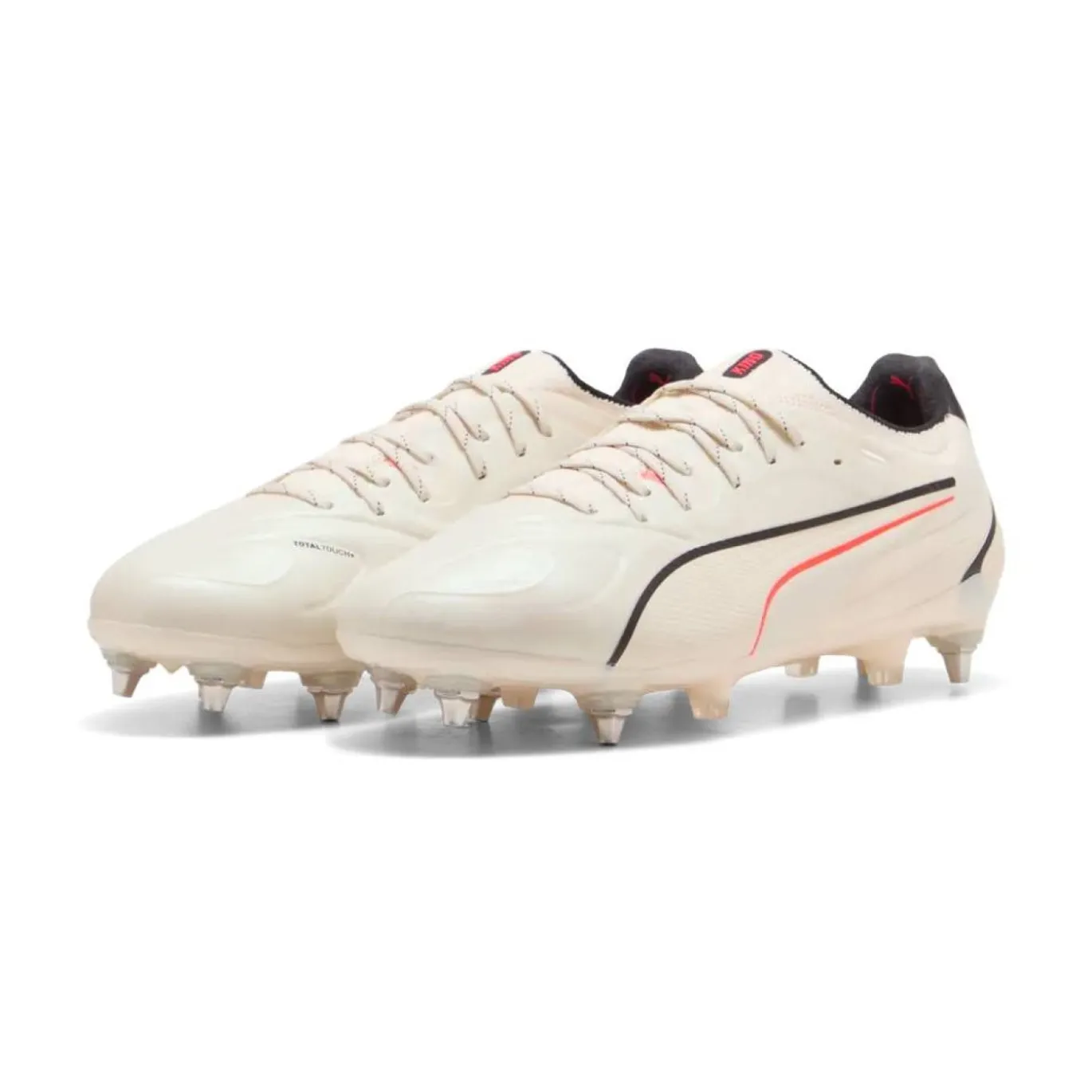 PUMA King 20 Ultimate IJzeren-Nop Voetbalschoenen (SG) Gebroken Wit Zwart Rood
