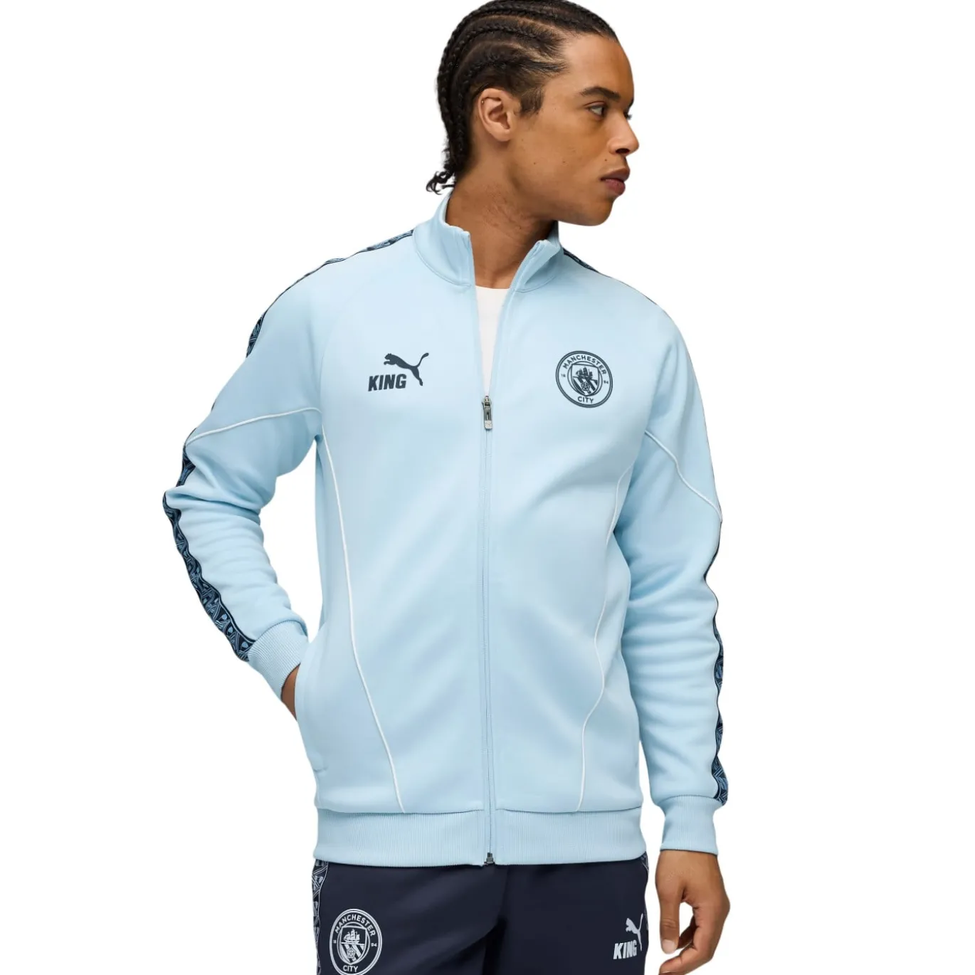 PUMA Manchester City Pre-Match KING Anthem Trainingsjack 2025-2026 Lichtblauw Donkerblauw