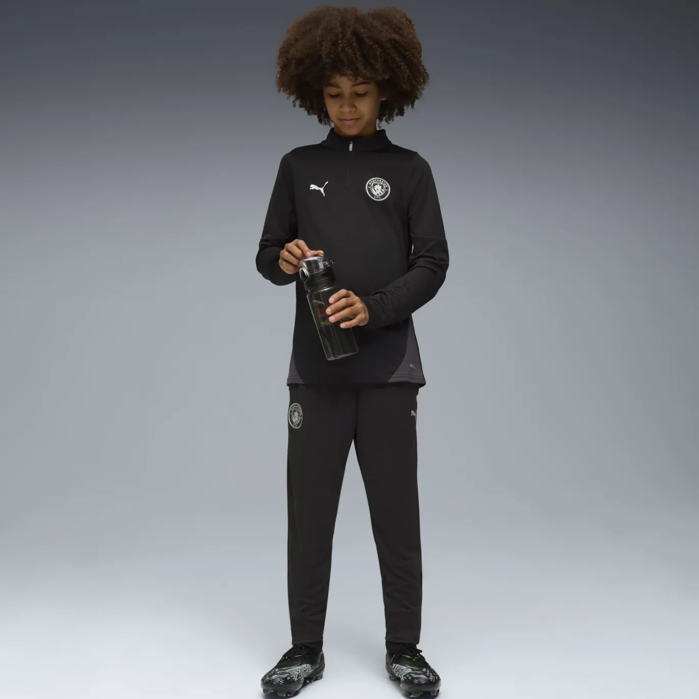PUMA Manchester City Trainingsbroek 2025-2026 Kids Zwart Zilver
