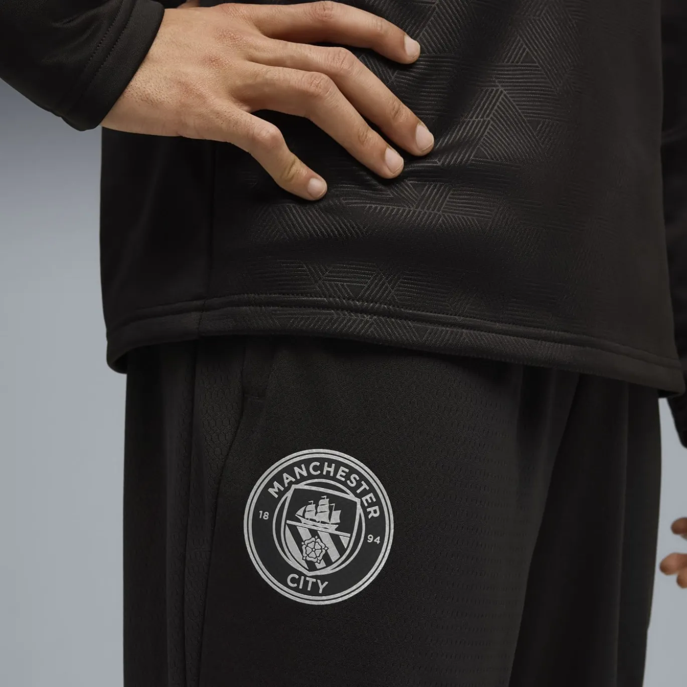 PUMA Manchester City Trainingspak 1/4-Zip 2025-2026 Zwart Zilver
