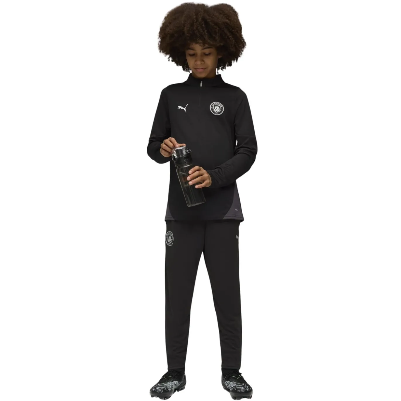 PUMA Manchester City Trainingspak 1/4-Zip 2025-2026 Kids Zwart Zilver