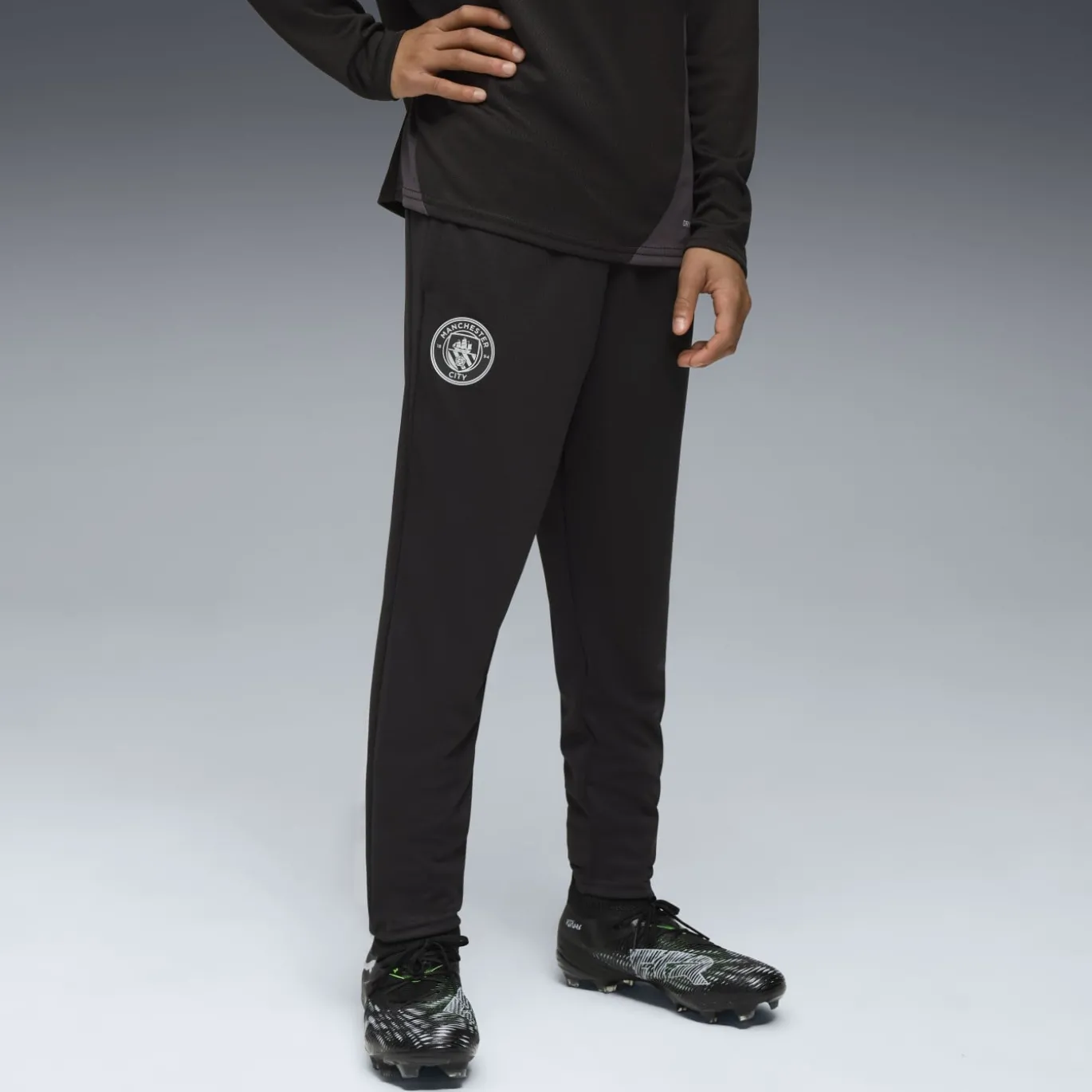 PUMA Manchester City Trainingspak 1/4-Zip 2025-2026 Kids Zwart Zilver