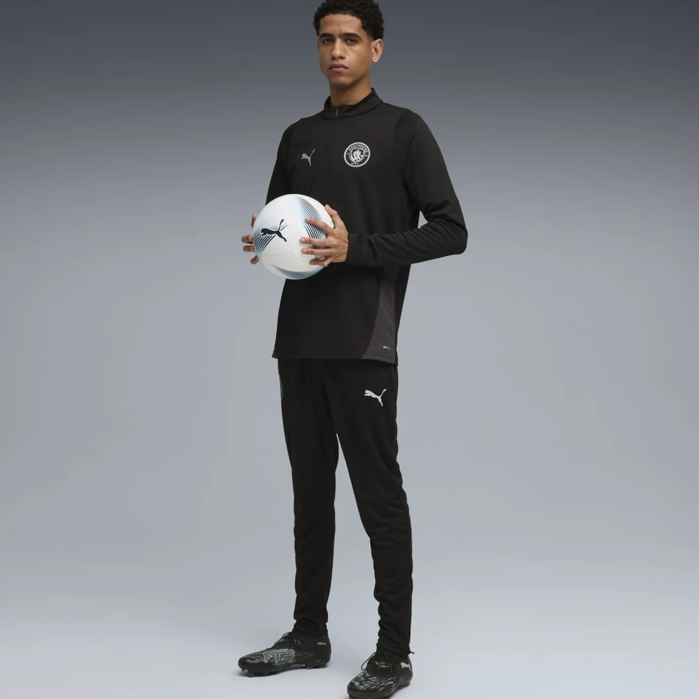 PUMA Manchester City Trainingstrui 1/4-Zip 2025-2026 Zwart Zilver