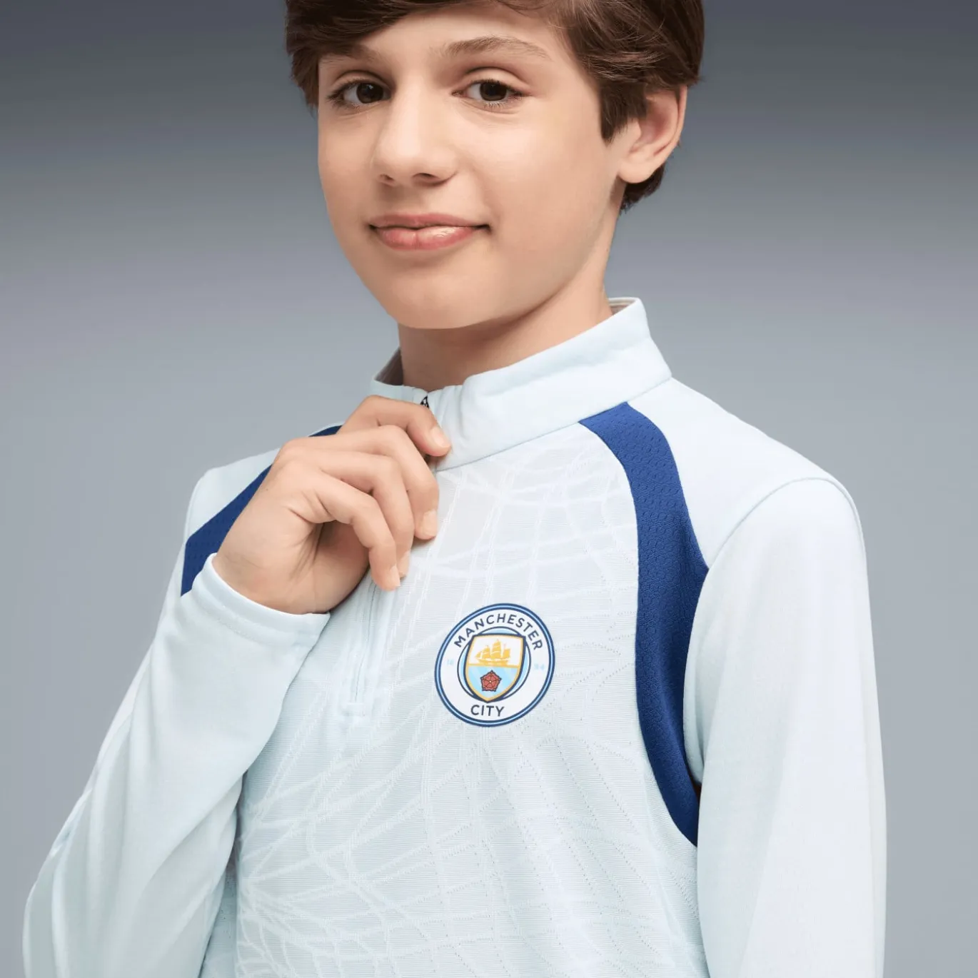 PUMA Manchester City Trainingstrui 1/4-Zip 2026-2027 Kids Lichtblauw Donkerblauw