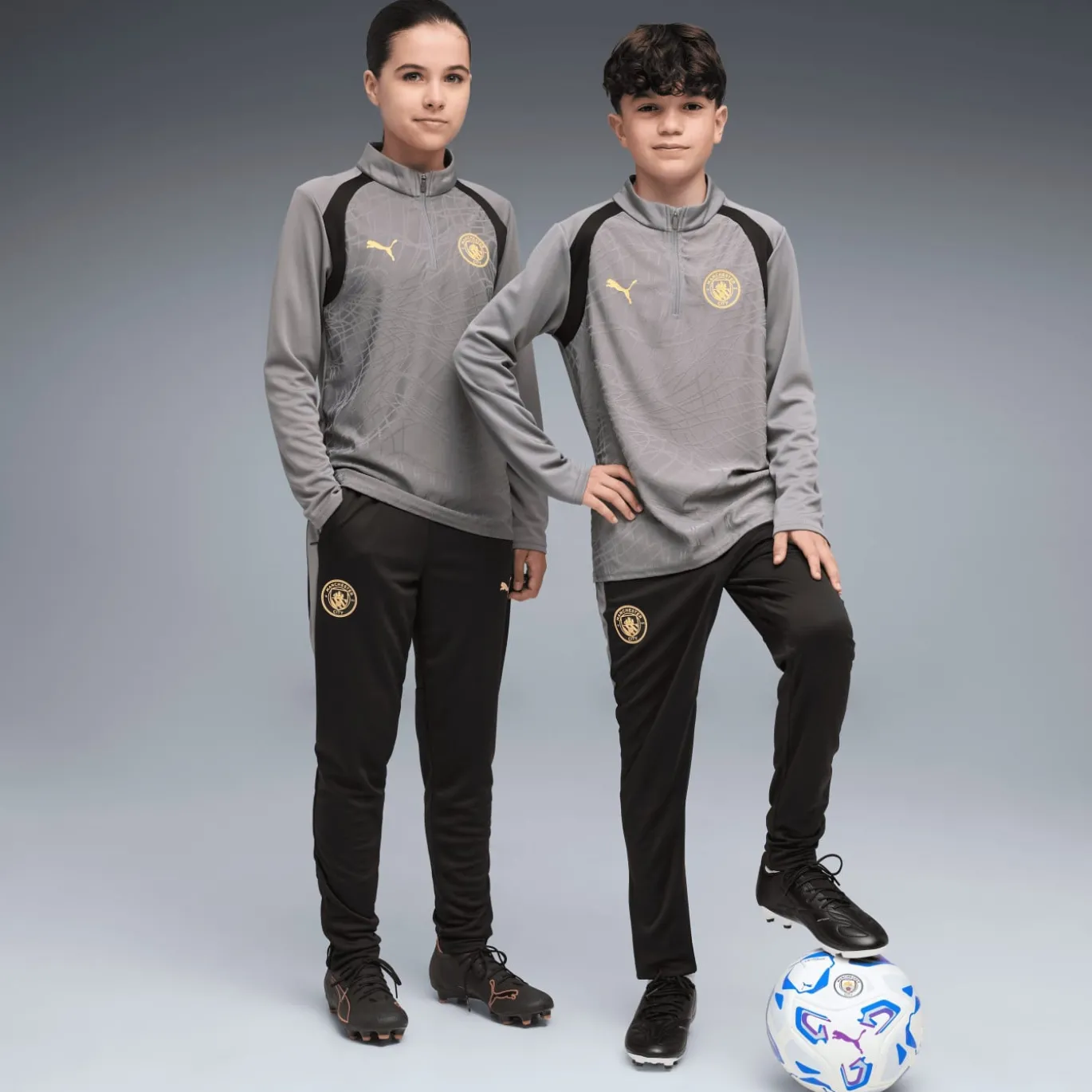 PUMA Manchester City Trainingsbroek 2026-2027 Kids Zwart Donkergrijs Goud