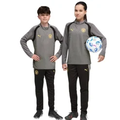 PUMA Manchester City Trainingspak 1/4-Zip 2026-2027 Kids Donkergrijs Zwart Goudgeel
