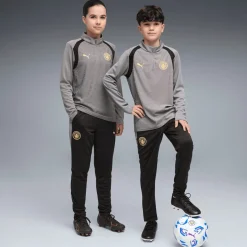 PUMA Manchester City Trainingspak 1/4-Zip 2026-2027 Kids Donkergrijs Zwart Goudgeel