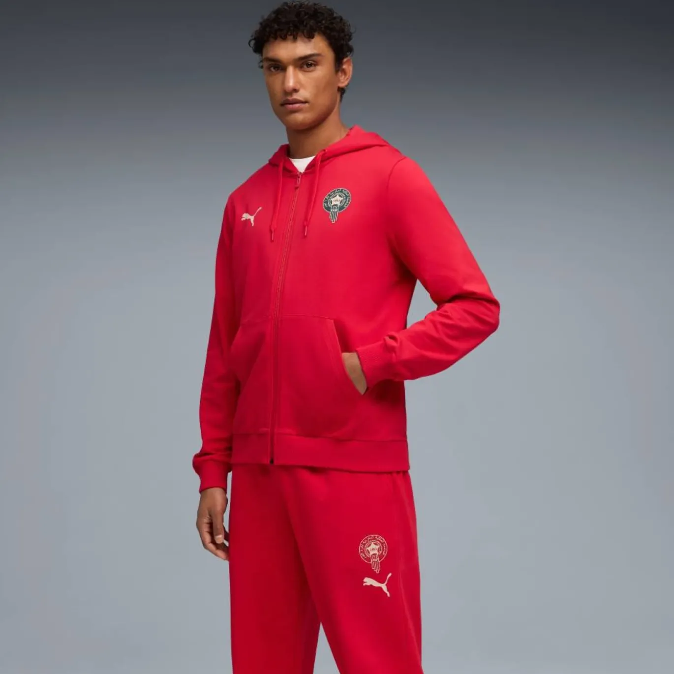 PUMA Marokko FtblCulture Trainingspak Hooded Full-Zip Rood Wit