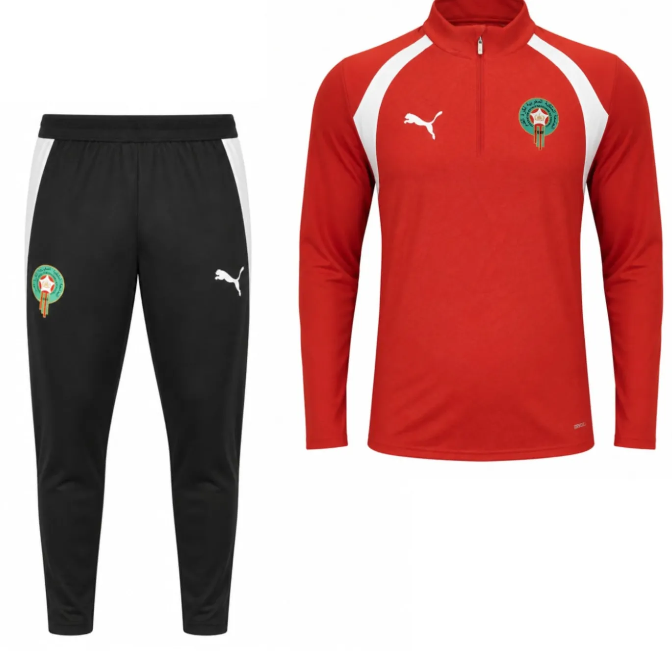 PUMA Marokko Trainingspak 1/4-Zip 2026-2028 Kids Rood Wit Zwart