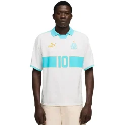 PUMA Olympique Marseille KING T-Shirt Retro Wit Lichtblauw Goud
