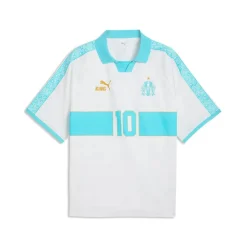 PUMA Olympique Marseille KING T-Shirt Retro Wit Lichtblauw Goud