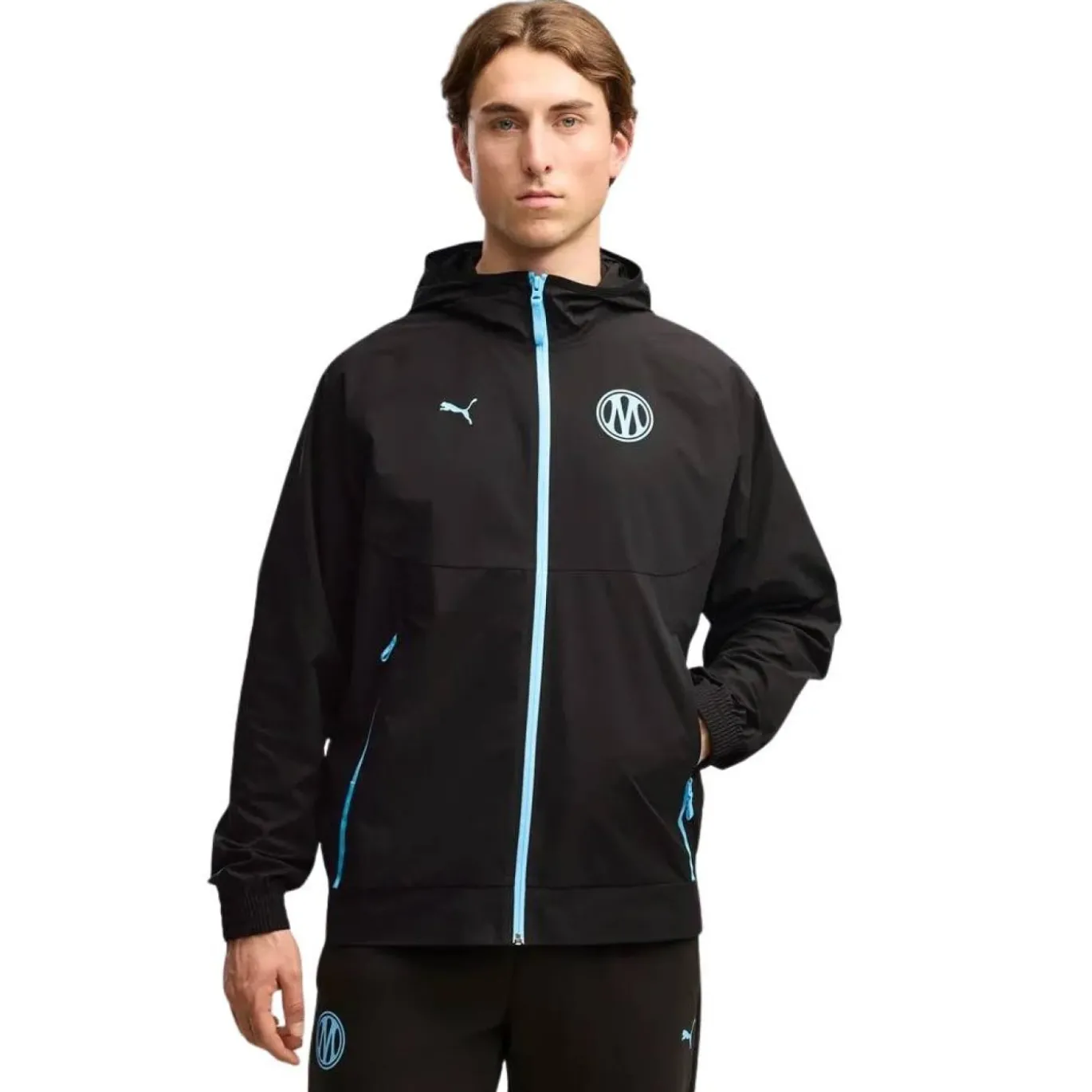PUMA Olympique Marseille Pumatech Woven Trainingsjack 2026-2027 Zwart Blauw