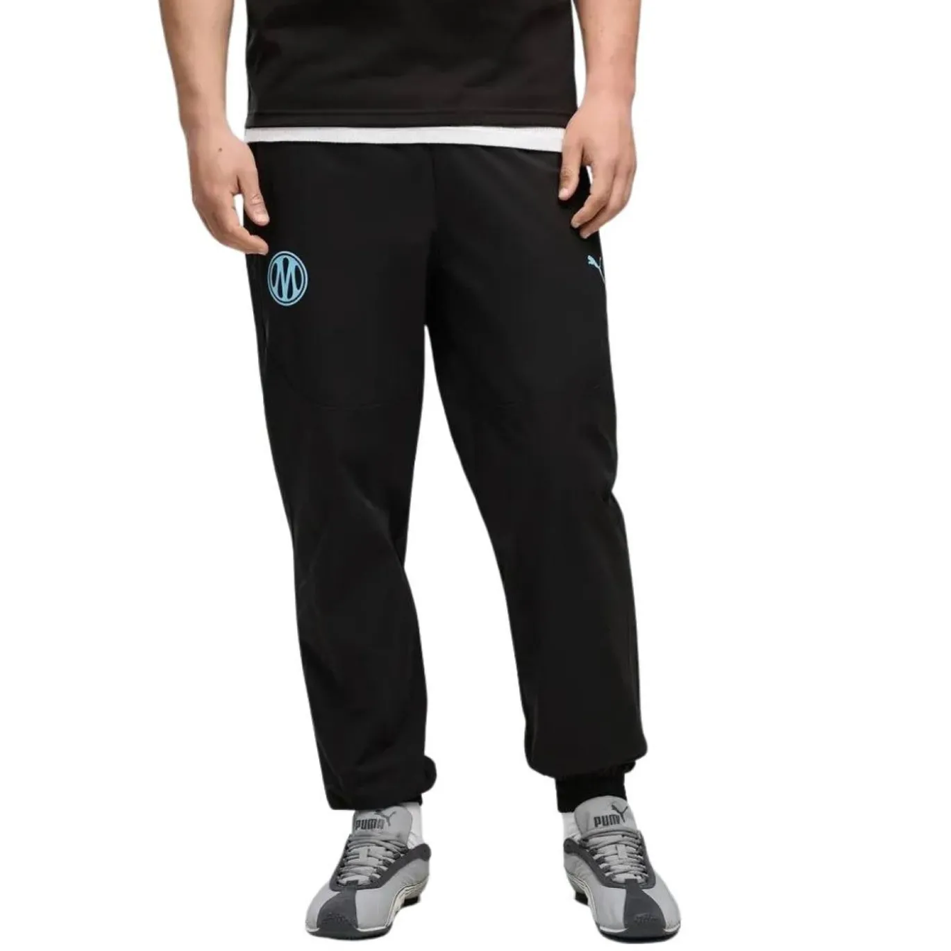 PUMA Olympique Marseille Pumatech Woven Trainingsbroek 2026-2027 Zwart Blauw