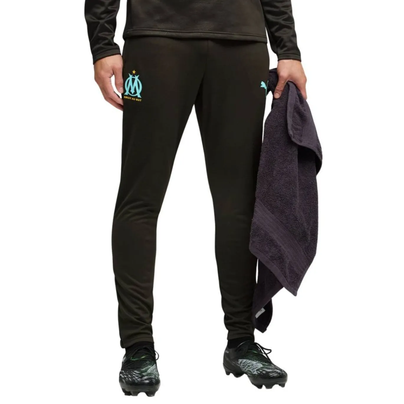 PUMA Olympique Marseille Trainingsbroek 2025-2026 Zwart Lichtblauw